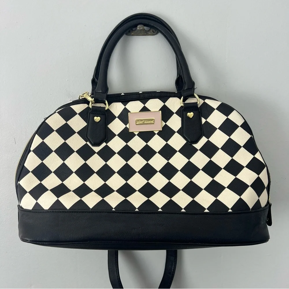 Betsey Johnson Checkered Black and White Handbag - Picture 1 of 13